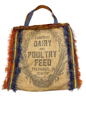 🐓NWT Farmers Dairy+Poultry Feed Artisenal Mock Burlap Tote by Repertoire Design
